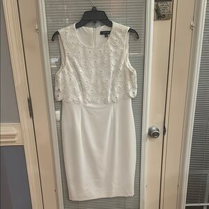 Ellen Tracy White Sleeveless Sheath Midi Dress